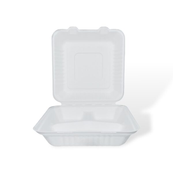9" 3-Compartment Bagasse Clamshell