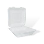 9" 1-Compartment Bagasse Clamshell - Image 4
