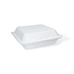 9" 3-Compartment Bagasse Clamshell - Image 6