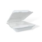 9" 3-Compartment Bagasse Clamshell - Image 5