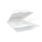 8" 3-Compartment Bagasse Clamshell - Image 5
