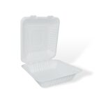 8" 1-Compartment Bagasse Clamshell - Image 4