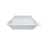 9" 3-Compartment Bagasse Clamshell - Image 3