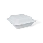 8" 3-Compartment Bagasse Clamshell - Image 6