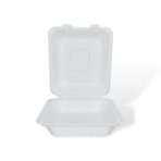 8" 1-Compartment Bagasse Clamshell