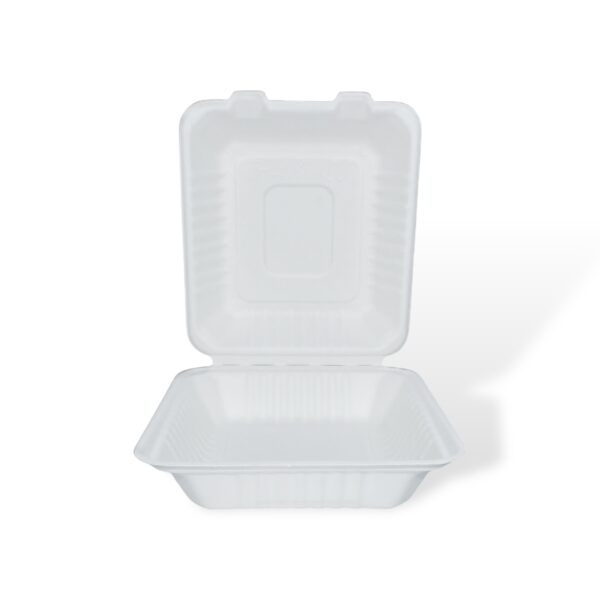 8" 1-Compartment Bagasse Clamshell