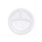 9 Inch 3-Compartmenent Bagasse Round Plate