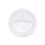 9 Inch 3-Compartmenent Bagasse Round Plate