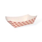 #300 Red Checkered Paper Food Tray - Image 2